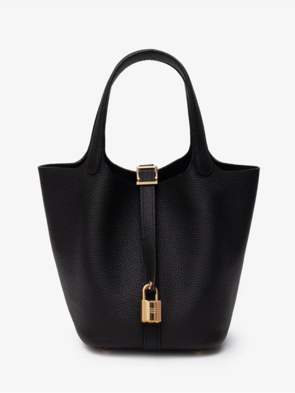 Black Leather Bucket Bag with Gray Bandana Accent